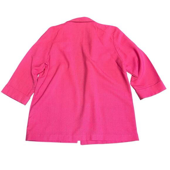 Vtg Joanna Power Blazer Jacket, Sz M Hot Pink Unlined 3/4 Sleeve, Buttonless - Picture 10 of 10